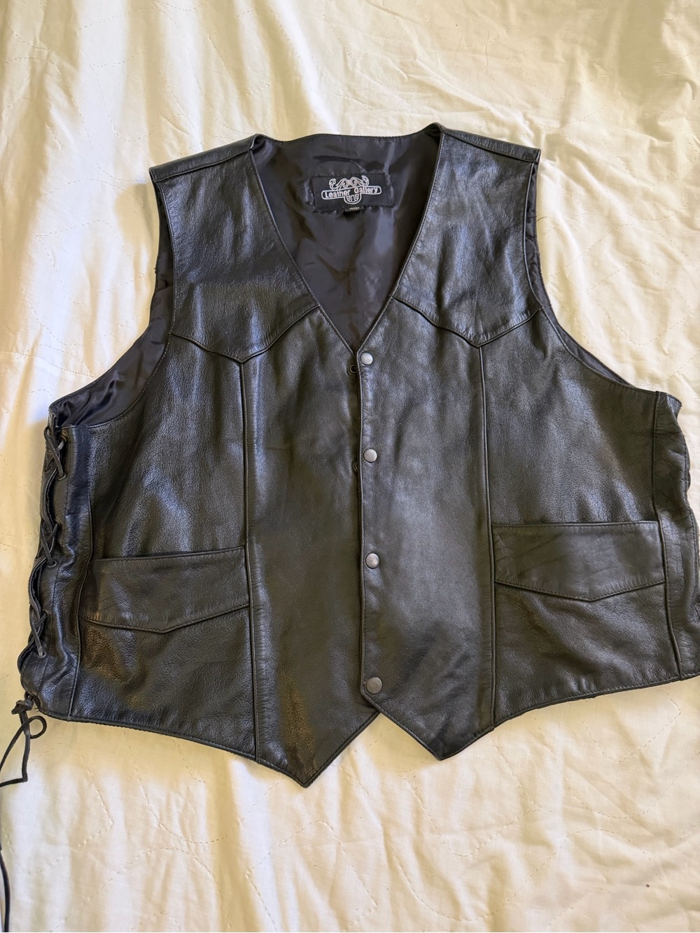 Classic Black Leather Vest - Unbranded Men's Motorcycle Vest